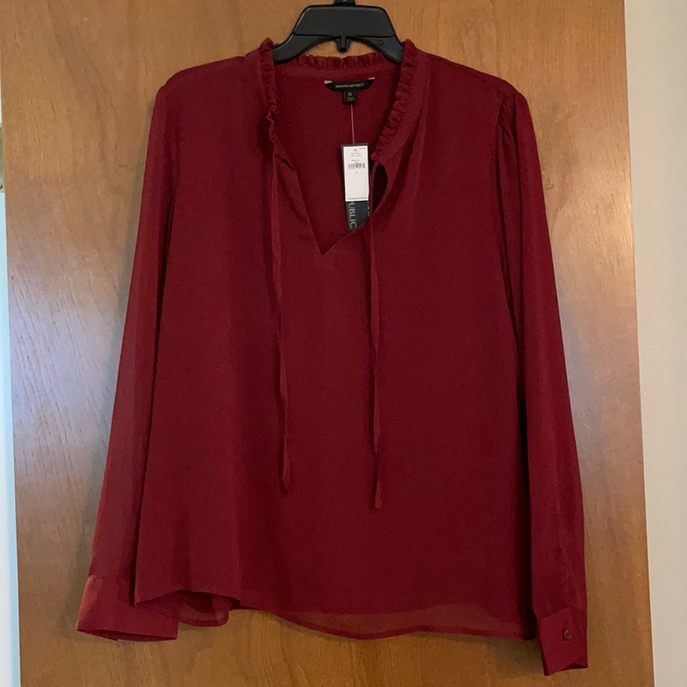 NWT BANANA REPUBLIC RED/WINE BLOUSE SIZE X-LARGE